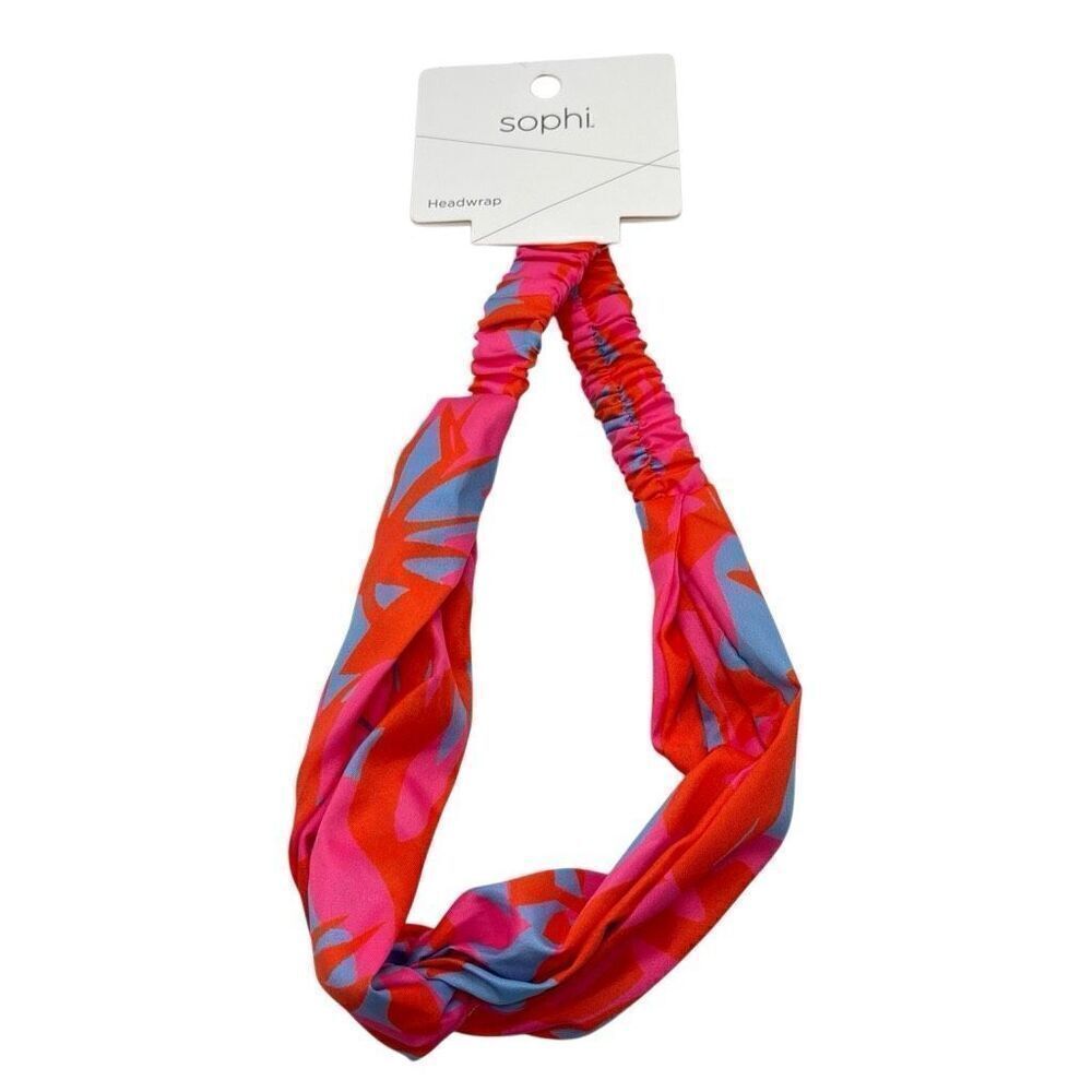 Sophi Tropical Island Print Headwrap – Pink & Red Hair Scarf, One Size Fits Most